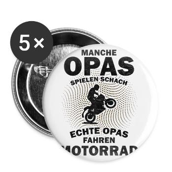 Opa Motorrad Motorradfahrer Großvater Gescchenk - Buttons groß 56 mm (5er Pack) - Weiß - Vorne