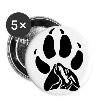 Wolf Pfote Kralle Heulen - Buttons groß 56 mm (5er Pack) - Weiß - Vorne