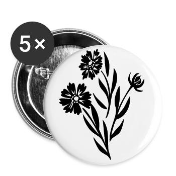 Blumen Blumenkind flower fleur Geschenkidee - Buttons groß 56 mm (5er Pack) - Weiß - Vorne