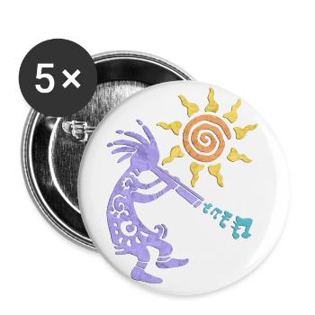 Native American Kokopelli Musican With Flute 1 - Buttons groß 56 mm (5er Pack) - Weiß - Vorne