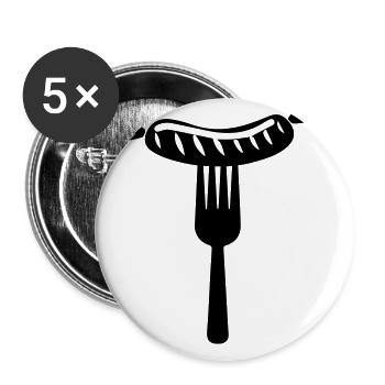 Icône de viande Bratwurst - Lot de 5 grands badges (56 mm) - blanc - Devant