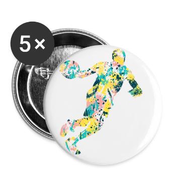 Basket-ball - Lot de 5 grands badges (56 mm) - blanc - Devant