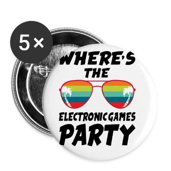 Where's The Electronic Games Party Video Game Play - Buttons groß 56 mm (5er Pack) - Weiß - Vorne