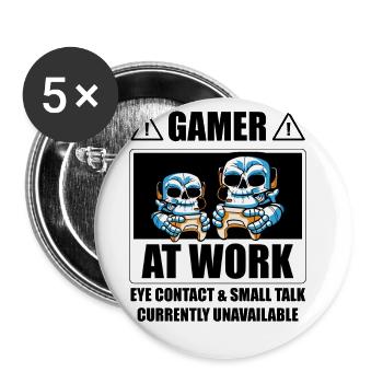 Gamer At Work Video Game Player Gaming Gamer Conso - Buttons groß 56 mm (5er Pack) - Weiß - Vorne