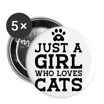 Just A Girl Who Loves Cats Cat Owner Cat Lover Tra - Buttons groß 56 mm (5er Pack) - Weiß - Vorne