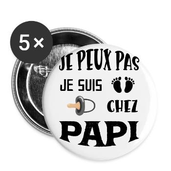 Bébé Trop Occupé Chez Papi - Lot de 5 grands badges (56 mm) - blanc - Devant