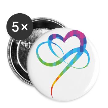 Poly Love Heart - Infinity Herz - Buttons large 2.2''/56 mm (5-pack) - white - Front