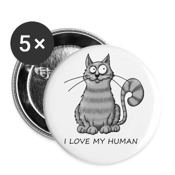 L’amour du chat - Lot de 5 grands badges (56 mm) - blanc - Devant