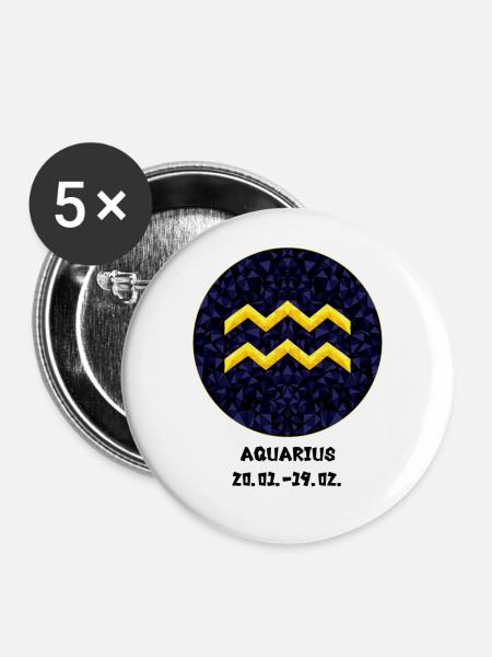 Aquarius 20.01.-19.02. - Buttons groß 56 mm (5er Pack) - Weiß