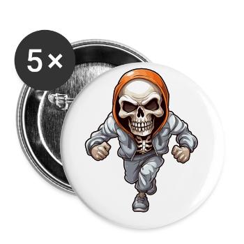Crâne dans la conception de combinaison de jogging - Lot de 5 grands badges (56 mm) - blanc - Devant