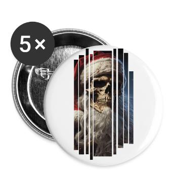 Dark Spell: Le crâne du Père Noël Crâne - Lot de 5 grands badges (56 mm) - blanc - Devant