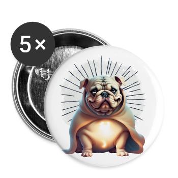 Bulldogge Halloween Hund Hunde - Buttons groß 56 mm (5er Pack) - Weiß - Vorne