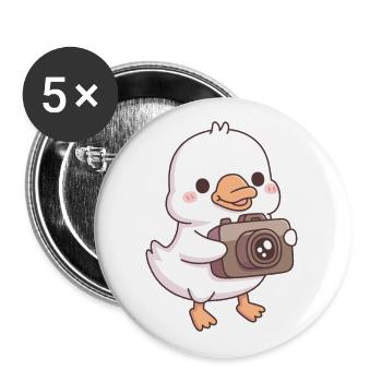 Mignon bébé oie avec appareil photo - Lot de 5 grands badges (56 mm) - blanc - Devant