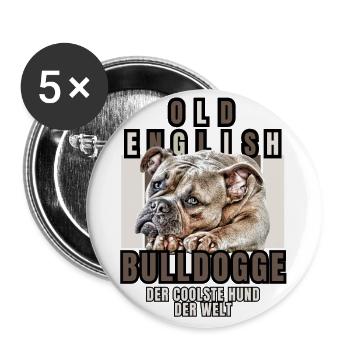 Bulldog Old English Bulldog Dog Dogs - Buttons large 2.2''/56 mm (5-pack) - white - Front