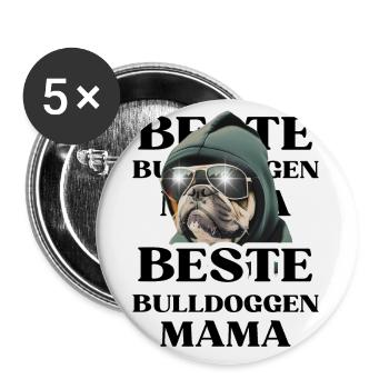 BEST BULLDOGS Maman chien BULLDOG Dogs - Lot de 5 grands badges (56 mm) - blanc - Devant