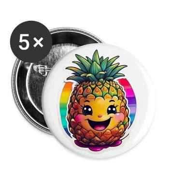 Fashion & more "Ananas" 🍍 - Buttons groß 56 mm (5er Pack) - Weiß - Vorne
