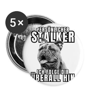 PERSONAL STALKER BULLDOG DOG DOGS - Buttons large 2.2''/56 mm (5-pack) - white - Front