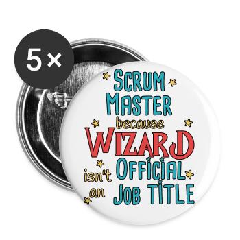 Scrum Master Wizard - Buttons groß 56 mm (5er Pack) - Weiß - Vorne