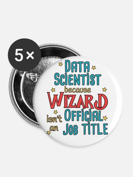 Data Scientist Wizard Data Science - Buttons groß 56 mm (5er Pack) - Weiß