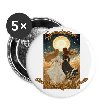 Gemeinsam sind wir Zusammen - Buttons groß 56 mm (5er Pack) - Weiß - Vorne
