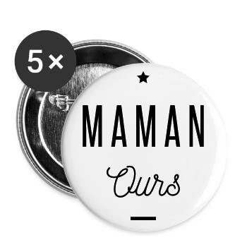 MAMAN OURS - Lot de 5 grands badges (56 mm) - blanc - Devant