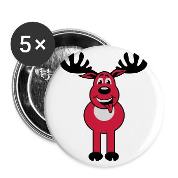 Deer Rudolph 3c Funny cartoon character - Buttons large 2.2''/56 mm (5-pack) - white - Front