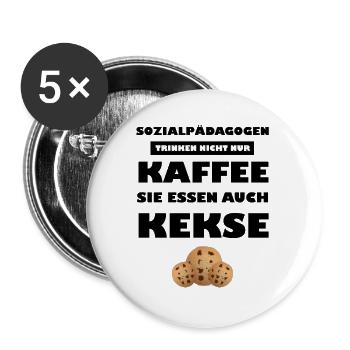 Sozialpädagogen Trinken Nicht Nur Kaffee… - Buttons groß 56 mm (5er Pack) - Weiß - Vorne