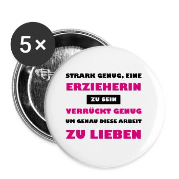 STARK GENUG EINE ERZIEHERIN ZU SEIN - Buttons groß 56 mm (5er Pack) - Weiß - Vorne