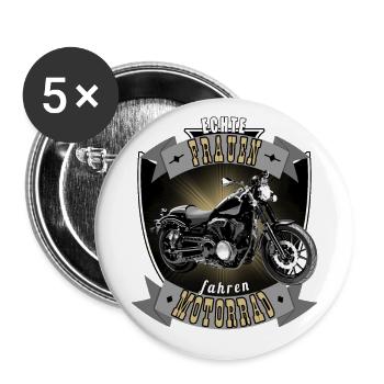 Motard moto femme rengaine - Lot de 5 grands badges (56 mm) - blanc - Devant
