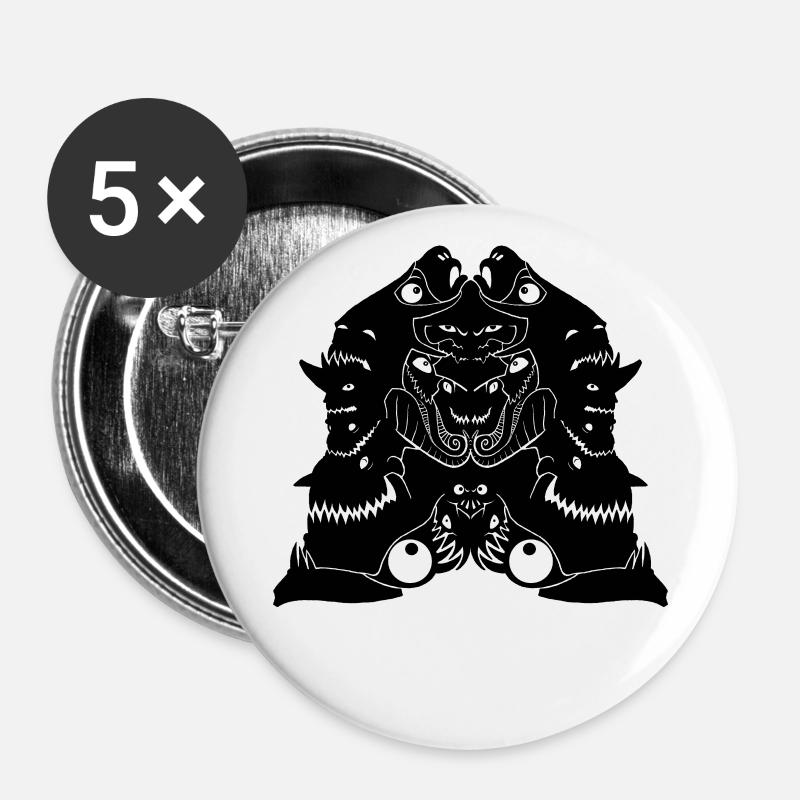 The Monster Black - Buttons large 2.2''/56 mm (5-pack) - white