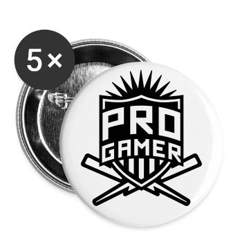 Pro Gamer (Wappen) - Buttons groß 56 mm (5er Pack) - Weiß - Vorne