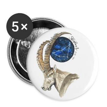 Sternzeichen Steinbock mit Datum und Sternbild - Buttons groß 56 mm (5er Pack) - Weiß - Vorne