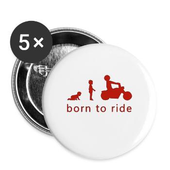 BORN TO RIDE - Buttons large 2.2''/56 mm (5-pack) - white - Front