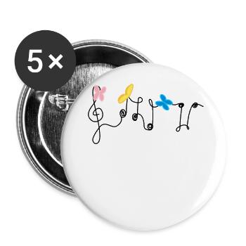 Harmony: Musical notes and butterflies - Buttons large 2.2''/56 mm (5-pack) - white - Front