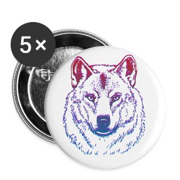 Wolf tête Graffiti - Lot de 5 grands badges (56 mm) - blanc - Devant