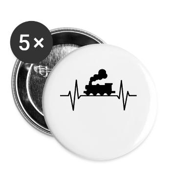 Battement de coeur de chemin de fer - Lot de 5 grands badges (56 mm) - blanc - Devant