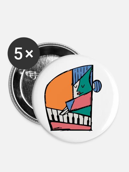 Pianist - Buttons groß 56 mm (5er Pack) - Weiß