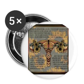 Feminismus Uterus, Schmetterling für Frauenbild - Buttons groß 56 mm (5er Pack) - Weiß - Vorne