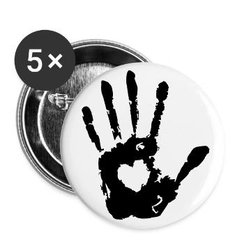 Arrêt main gauche empreinte cardiaque print - Lot de 5 grands badges (56 mm) - blanc - Devant