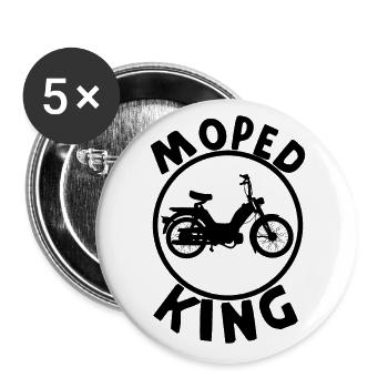 Moped König - Buttons groß 56 mm (5er Pack) - Weiß - Vorne