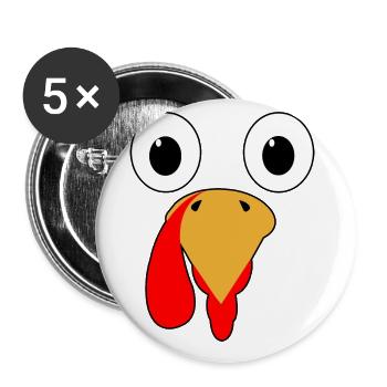 Cadeau visage de dinde de Thanksgiving - Lot de 5 grands badges (56 mm) - blanc - Devant