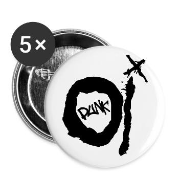 Oi Punk - Buttons large 2.2''/56 mm (5-pack) - white - Front