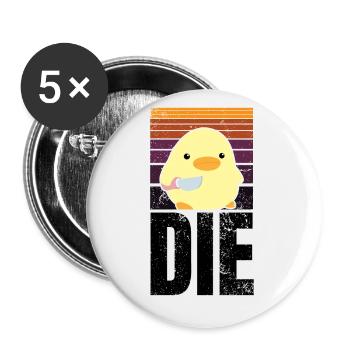 LE Canard Die Die avec Couteau Canard Avec Couteau Mème - Lot de 5 grands badges (56 mm) - blanc - Devant