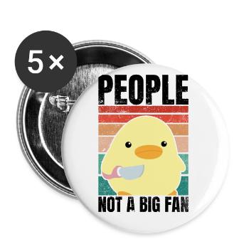 Duck With Knife - People Not A Big Fan - Buttons large 2.2''/56 mm (5-pack) - white - Front