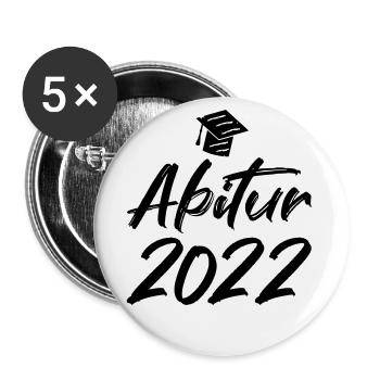 Abschluss Abitur 2022 Hut Pinselschrift - Buttons groß 56 mm (5er Pack) - Weiß - Vorne