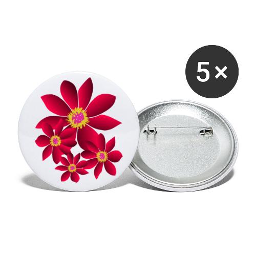 Blume, pink, Blüten, floral, Blumenwiese, blumig - Buttons groß 56 mm (5er Pack)