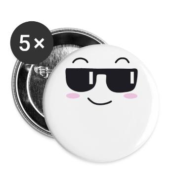 Sonnenbrille lachen Gesicht - Buttons groß 56 mm (5er Pack) - Weiß - Vorne