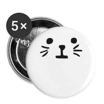 Katze - Buttons groß 56 mm (5er Pack) - Weiß - Vorne
