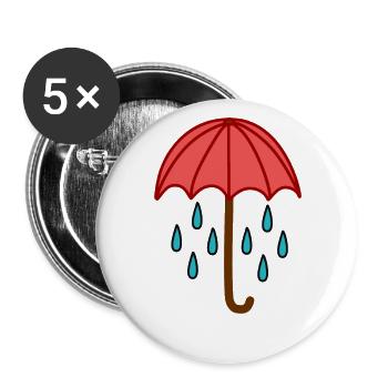 Gouttes de pluie sous le parapluie - Lot de 5 grands badges (56 mm) - blanc - Devant