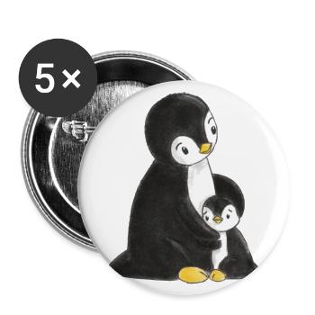 Penguins cuddle - Buttons large 2.2''/56 mm (5-pack) - white - Front